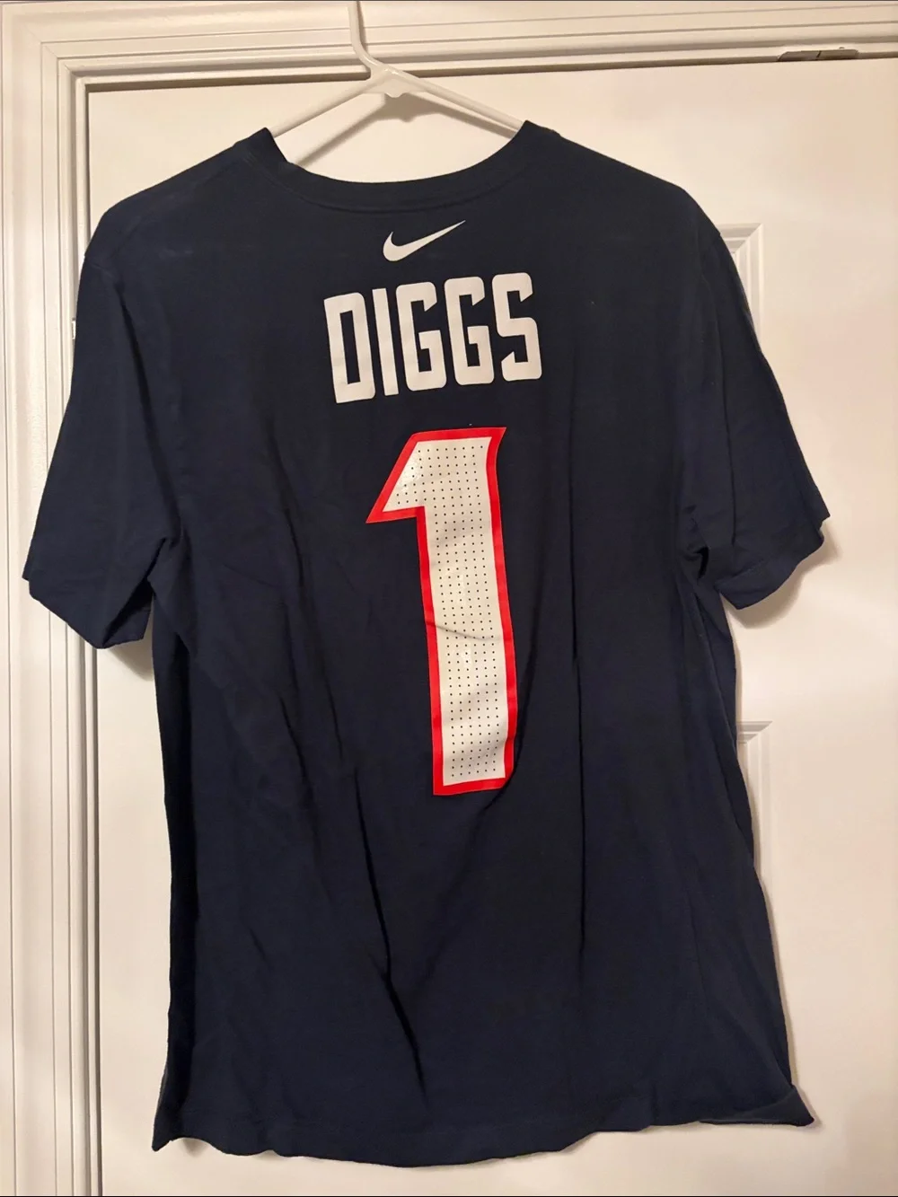 Stefan Diggs Men's Navy Football Tee with Number 1